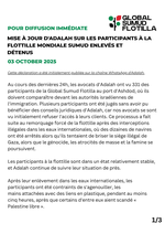 MISE À JOUR D'ADALAH SUR LES PARTICIPANTS À LA FLOTTILLE MONDIALE SUMUD ENLEVÉS ET DÉTENUS