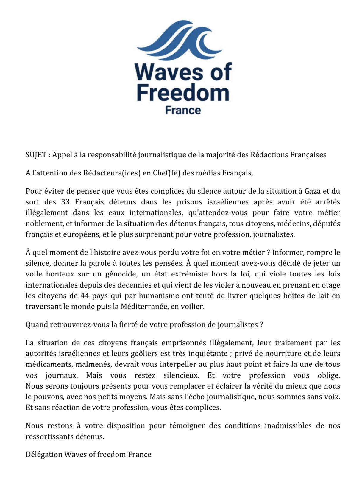 Communiqué de Presse: Appel a la responsability journalistique de la majorité des Rédactions francaises Communiqué de Presse: Appel a la responsability journalistique de la majorité des Rédactions francaises Communiqué de Presse : Appel à la responsabilité journalistique de la majorité des Rédactions françaises